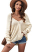 Zipper V-Neck Dropped Sleeve Hooded Solid Sweater